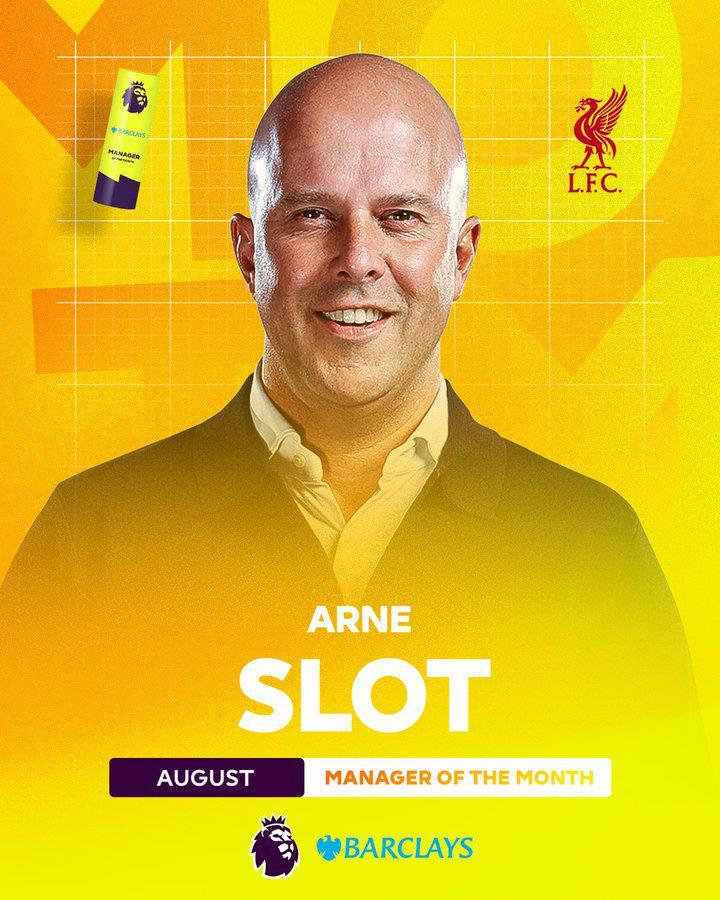 开云体育-三连胜领跑！官方：斯洛特当选英超8月最佳主教练